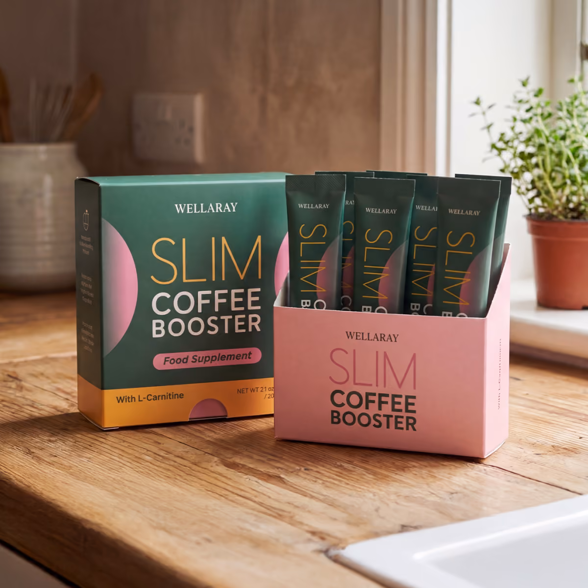 Wellaray product box and sachets from the brand, for product identification